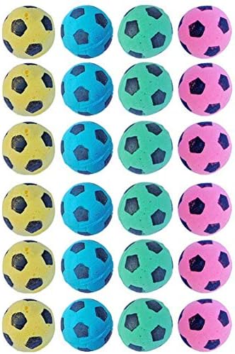 Foam Sponge Soccer Ball Cat Toy Interactive Cat Toys Independent Pet Kitten Cat Exrecise Toy Balls for Fat Cats Kittens, Soft, Bouncy and Noise Free, Pack of 24.