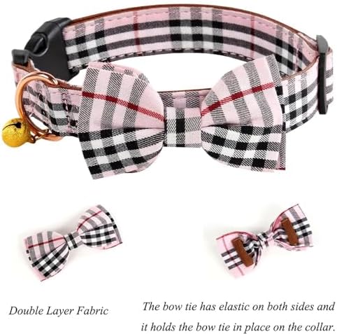 Yizepet Dog Collar with Bow Tie- Adjustable pet Collar for Dogs with Plastic Buckle Collar, Stylish Pattern for Small Medium or Large Boy and Girl Dog and Cat