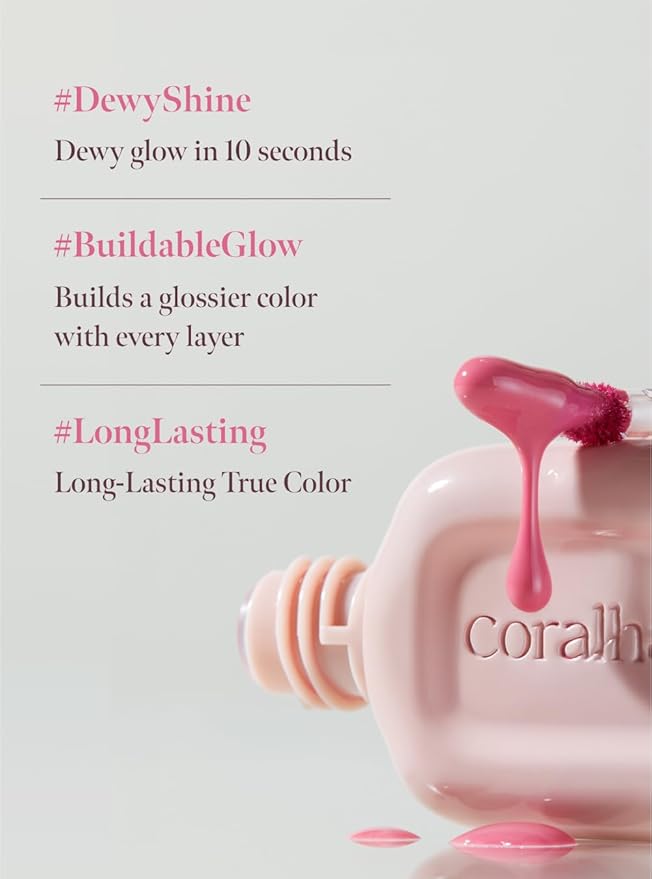 Dew Drop Tint #202 Mellow 4.5g, Glossy, Lightweight Lip Stain, Glass-Like, High Shine, Moisturizing Lip Oil, Long Lasting Color, Hydrating Gloss, Dewy Finish, Korean Beauty Makeup