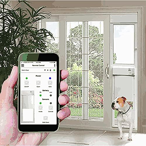 Power Pet WiFi Automatic Sliding Glass Patio Pet Door by High Tech Pet - Pet Operated Dog Door for Cats and Dogs up to 30 lbs. Heavy-Duty Aluminum Frame (75" - 80 1/4"), Safe, Air Tight, Easy Install