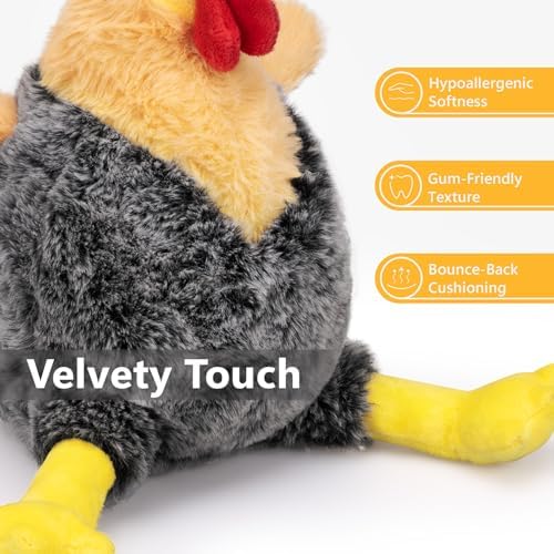Squeaky Stuffed Dog Toys, Plush Chicken Toy for Small, Medium & Large Dogs