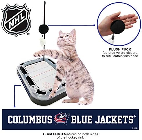 Pets First NHL Columbus Blue Jackets Hockey Field Cat Scratching Toy With Interactive Ball Bell in Tracks - 5-in-1 Scratcher