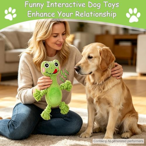 Plush Squeaky Chew Toy for Small Medium Large Dog,(Green Frog)