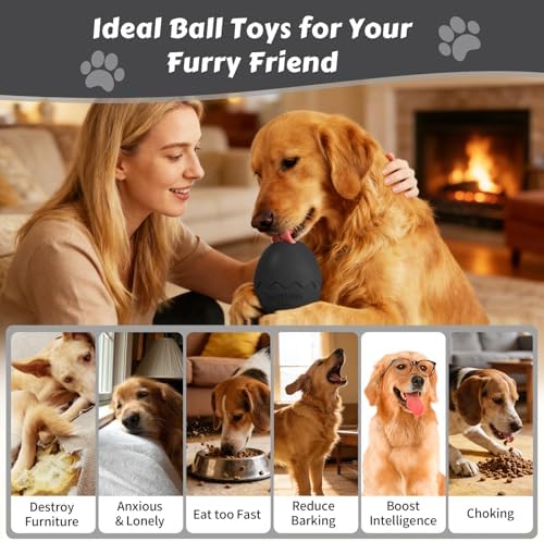 Dog Fillable Toy 3 in 1 Interactive Dog Toys Freeze Lick Summer Cooling Toy Enrichment Treat Dispensing Chew Toy Stuffable Puzzle Slow Feeder for Medium Small Dogs Easy to Clean (Egg-Black)