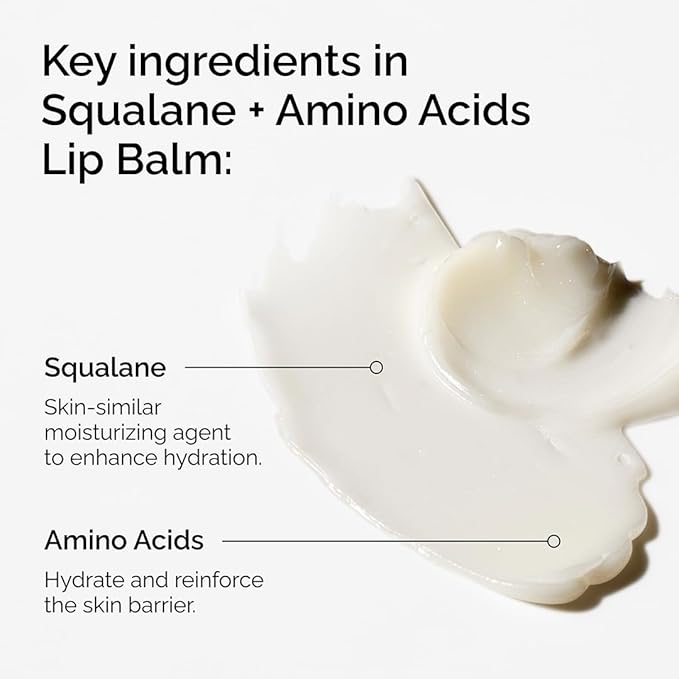 The Ordinary Squalane + Amino Acids Hydrating Lip Balm, for Lips, Elbows, and Cuticles, 0.5 Fl Oz,(Pack of 2)