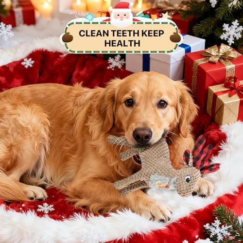 Christmas Dog Toys - Squeaky Plush Stuffed Animals for Puppies & Dogs, Interactive Holiday Pet Toys for Training & Reducing Boredom, Perfect Dog Birthday Gifts for Small, Medium & Large Breeds