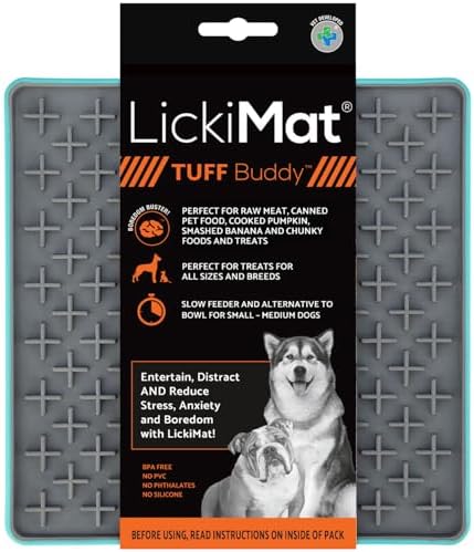LickiMat Tuff Buddy Slow Feeder Lick Mat for Dogs, Turquoise, Boredom Aid