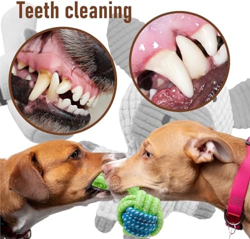 12 Pack Dog Squeaky Toys, Interactive Plush Chew Toys with Rope