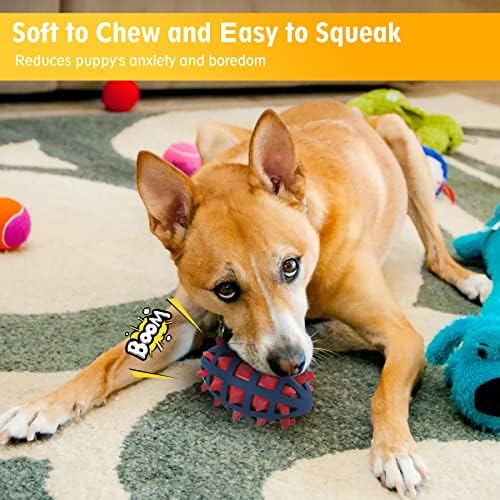 Dog Toy Ball, Dog Spiky Toy Ball with Squeaker, for Floating Chewing Fetching and Interactive Play (Red)
