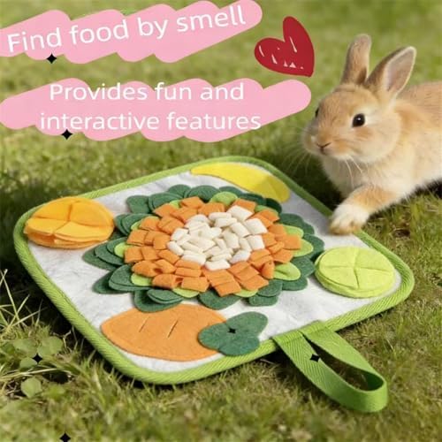 Rabbit Foraging Mat Snuffle Mat for Small Animals Rabbit Toy 11.81"x11.81" Rabbits Snuffle Mat Pets Interactive Feeding Matt Treat Dispenser for Bunny Guinea Pigs Ferrets Chinchillas (#A)