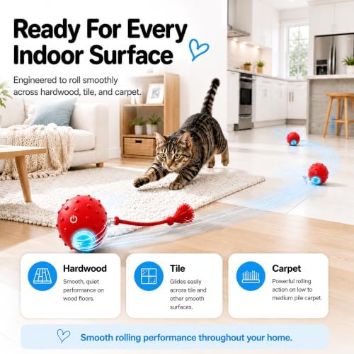 AWISH Cat Enrichment Toy, Interactive Rolling Ball for Indoor Cats