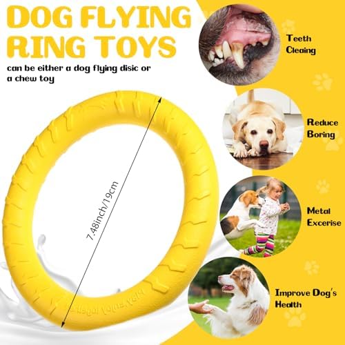 4 Pack 7.48 Inch Dog Ring Toy for Large Medium Dog Training, Colorful