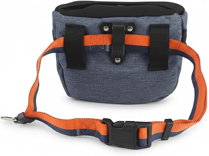Dog Walking Waist Bag, Gray, Navy Blue, with Bungee Leash, Hands-Free Training Pouch, Treat Storage, Poop Bag Dispenser (Blue)