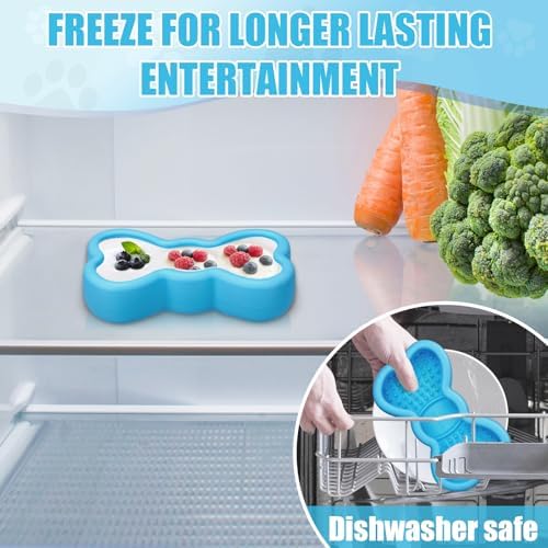 Lick Mat for Dogs, Animire Anti-Spilled Bow Tie Lick Bowls for Anxiety Relief, Silicone Slow Feeder Licking Pad with Suction Cups, Freezeable Dog Enrichment Toy for Boredom(Light Blue,S)