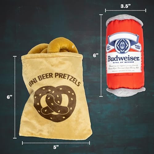 Budweiser, Plush Nesting Hide & Seek Dog Toy Bundle, Beer Can & Pretzel