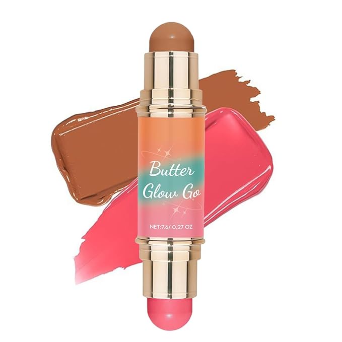Dual-Ended Blush & Bronzer Stick – 2-in-1 Creamy Contour & Cheek Tint, Hydrating Vegan Multi-Use Makeup for Natural Radiant Finish, Cruelty-Free (Berry Tan)