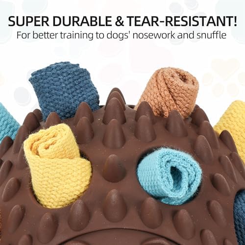 Hedgehog Treat Dispensing Dog Toy, Interactive Puzzle Toy for Dogs (Brown)