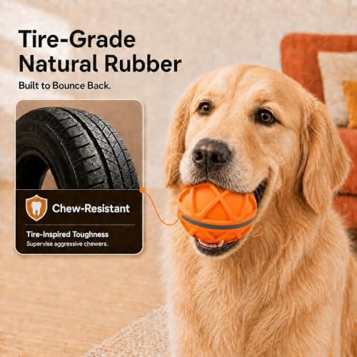 2026 Upgraded Smart Interactive Dog Toy, [Automatically Moves, Bounces & Rotates] Rechargeable Dog Ball with Colorful Lights for Active Play and Boredom Relief, Gift for Medium & Large Dogs