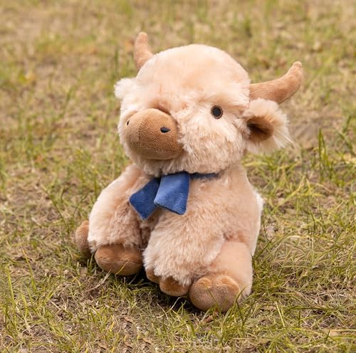 Fuzzl Highland Cow Soft Dog Toy with Mooo Squeaker Sound - Plush Dog and Puppy Toy Interactive