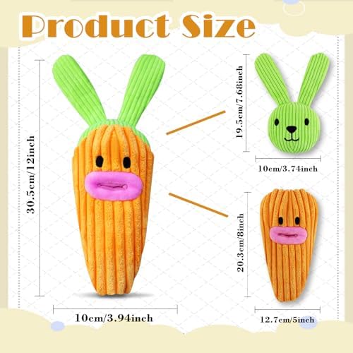 Andiker Dog Squeaky Toy, Cute Cabbage Shaped Detachable Puppy Plush Toy with Food-Leaking Design, Squeaker & Crinkle Paper, Interactive Dog Toy for Teething Chewing Playing (Orange)