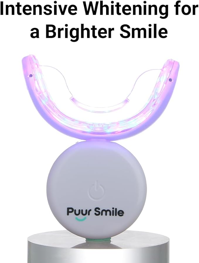 Puur Smile Teeth Whitening Kit – LED Light & Whitening Gel with Remineralization Syringes – Professional-Grade Whitening for Sensitive Teeth – Removes Stains from Coffee, Wine, & Smoking