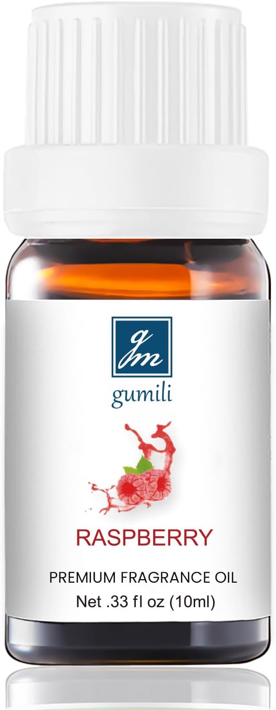 GM Gumili Raspberry Oil - Pure Organic Scent for for Aromatherapy, Diffusers, Spray, Skin & Hair Care, Massage, DIY Candles & Soap, Perfume - Fruity Fragrance, 10mL