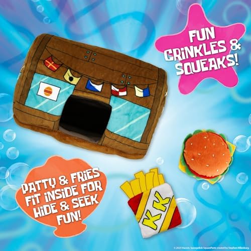 SpongeBob SquarePants Plush Dog Toys, Nesting Toy Krusty Krab Set, 3-Pack