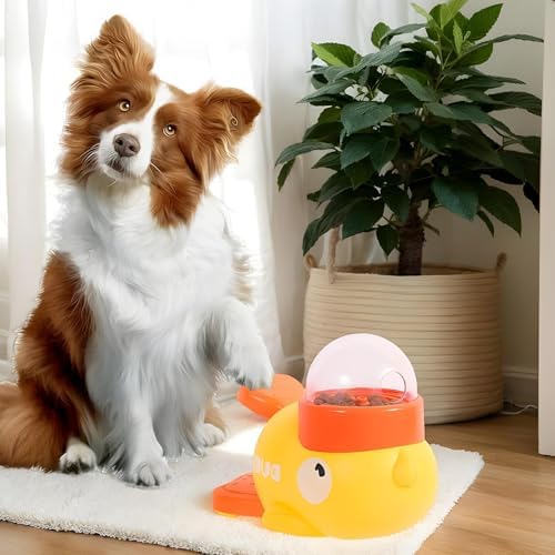 Interactive Dog Toys, Duck Shape Dog Slow Feeder Puzzle Toy, 2 in 1 Interactive Slow Feeder for Cat, Pet Treat Food Dispenser, Pet Feeding Tool for Enrichment, Reduces Bloating & Training