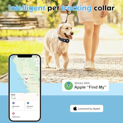 GPS Tracker for Dogs, 2 in 1 Smart Pet Collar (Only iOS), No Monthly Fee Waterproof Dog Collar with Real-time Tracking, Anti-Lost, 365-Day Long Battery GPS Tracker for All Sized Dogs(Locator Included)