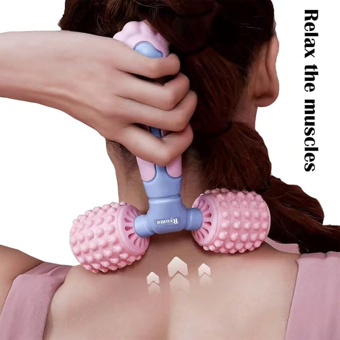 Ryoma Cat Paw Dual-Roller Massager, Portable Handheld Massage Roller, Muscle Kneading Sensation, Silicone Softness Comfortable Massage Tool, Suitable for Gifting and Personal Use