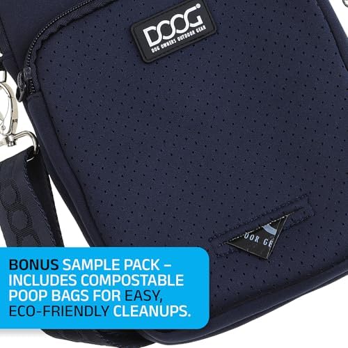 DOOG Neosport Walkie Bag - Lightweight Neoprene Dog Treat Pouch & Crossbody Shoulder Bag with Built-in Poop Bag Dispenser - Hands-Free Everyday Essentials - Navy