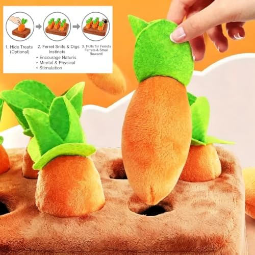 Ferret Foraging Snuffle Mat Carrot Interactive Toys Slow Feeder Toy for Bunny Guinea Pig Small Pet Mental Stimulation