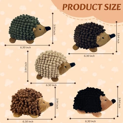 2-in-1 No-Stuffing Hedgehog Dog Toys 5PCS, Squeaky Ball for Throwing Play | Interactive Chewing Toys for Medium and Small Pets, Durable Plush for Companion, Keep Puppy Busy, Holiday Gift