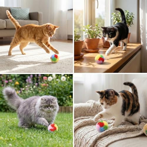 30Pcs Cat Pom Pom Balls Colorful Cat Toy Balls