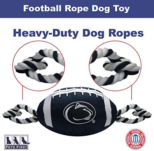 NCAA Penn State Nittany Lions Football Dog Toy, Tough Quality Nylon Materials, Strong Pull Ropes, Inner Squeaker, Collegiate Team Color