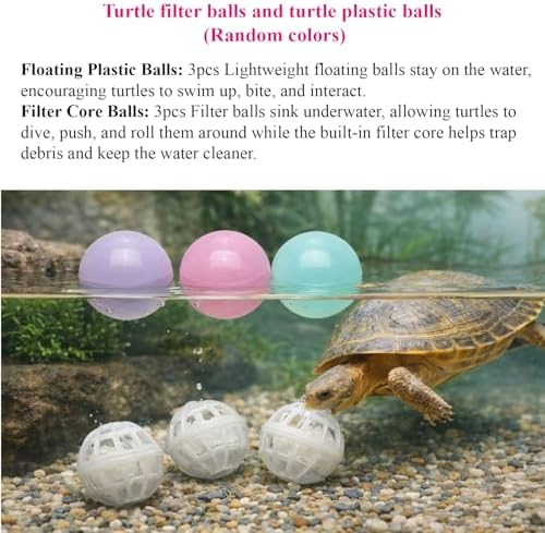 14PCS Aquatic Turtle Tank Accessories Set – Interactive Treat Balls, Floating Feeders & Enrichment Toys for Aquatic Turtles and Tortoises, Turtle Tank Decor