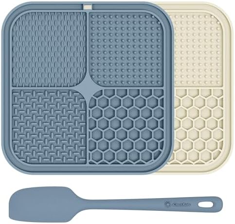 ChefAide 2 Pack Lick Mat for Dogs,Cats,Upgraded 8.5×8.5 inches Licking Mats with Suction Cups,Slow Feeder Licking Pad for Anxiety Relief and Boredom Reducer,Suitable for Dog Training