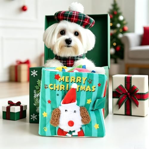 Dog Snuffle Sound Book Crinkle Hide Treat Puzzle (Xmas)