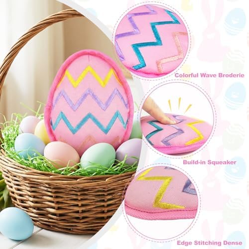 Easter Dog Squeak Toys Easter Egg Interactive Stuffed Puppy Teething Toys Durable Canvas Chew Toys for Small Medium Dogs Tough Dog Gifts for Boredom (Egg)