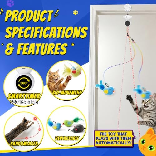 Interactive Cat Toys with Automatic Feather Flying Bird for Bored Adult Cat