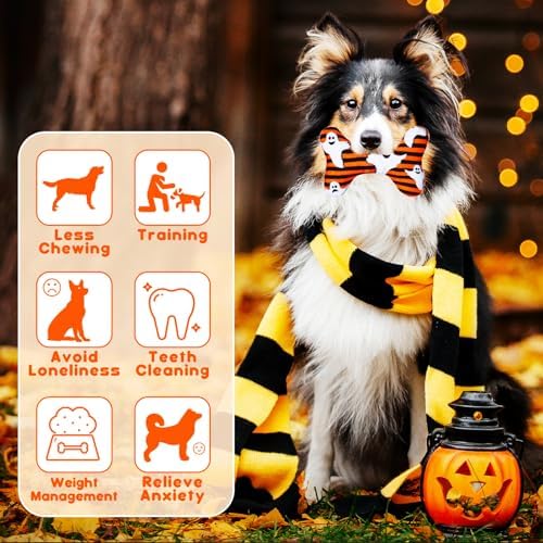 6 Pcs Halloween Dog Toys Bone Shaped Spooky Dog Chew Toys