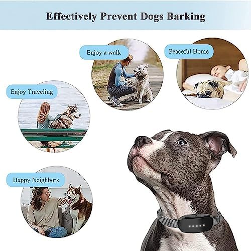 Bark Collar, Dog Bark Collar for Small, Medium and Large Dogs, with 5 Adjustable Sensitivity Beeps Vibration Shock, Waterproof Rechargeable Smart Bark Collar (Green)