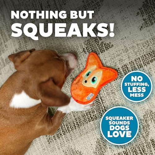 Outward Hound Durablez Minis Tough Chew Plush Squeaky Dog Toy, Fox, 6.3"