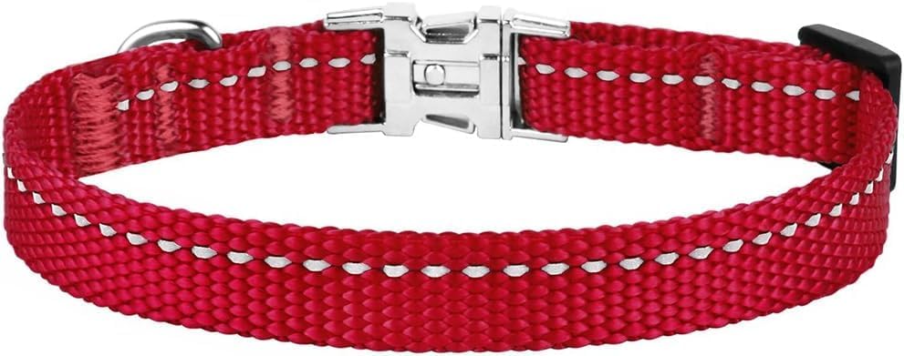 Reflective Dog Collar, Quick-Release Buckle (Red, 7-11 Inch)