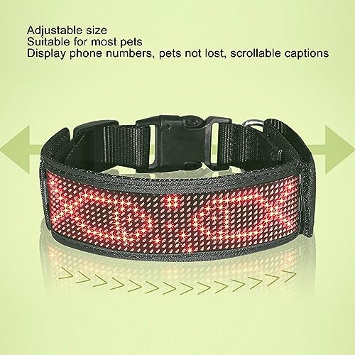 Yinhing Programmable LED Collar for Pets Rechargeable Collar with Single Color Red Display Mobile App Compatible Stylish and Design for Nighttime Visibility (Red)