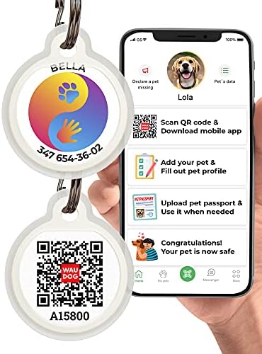 Custom Dog Tags Personalized for Pets - Silicone Dog Name Tag - QR Code Pet ID Tags for Dogs & Cats - Dog Identification Tags - Engraved Dog ID Tags Silent - Customized Puppy Name Tag for Dog Collar