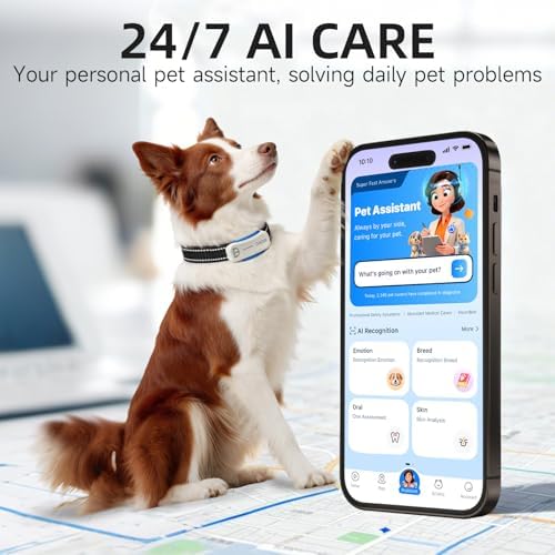 DBDD Dog GPS Tracker, AI Tracker Collar with Virtual Fence & Health Monitoring - Real Time Location Tracker for Escape Artists, Electronic Fence Collar for Medium to Large Dogs, iOS and Android