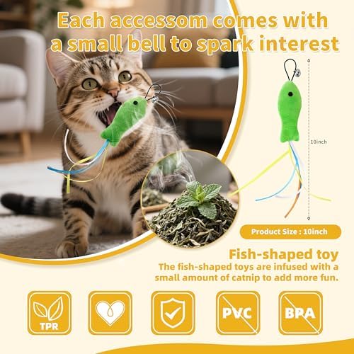 Interactive Cat Toys Accessory with Fish and Worm Toys for Cats to Chase
