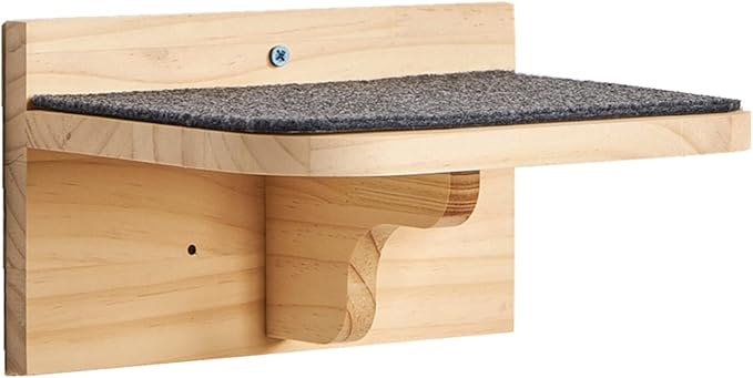 SHENGOCASE 2-Pack Wooden Cat Wall Window Bed with Handwoven Guardrail, Wall-Mounted Perch Furniture Set with 3 Steps