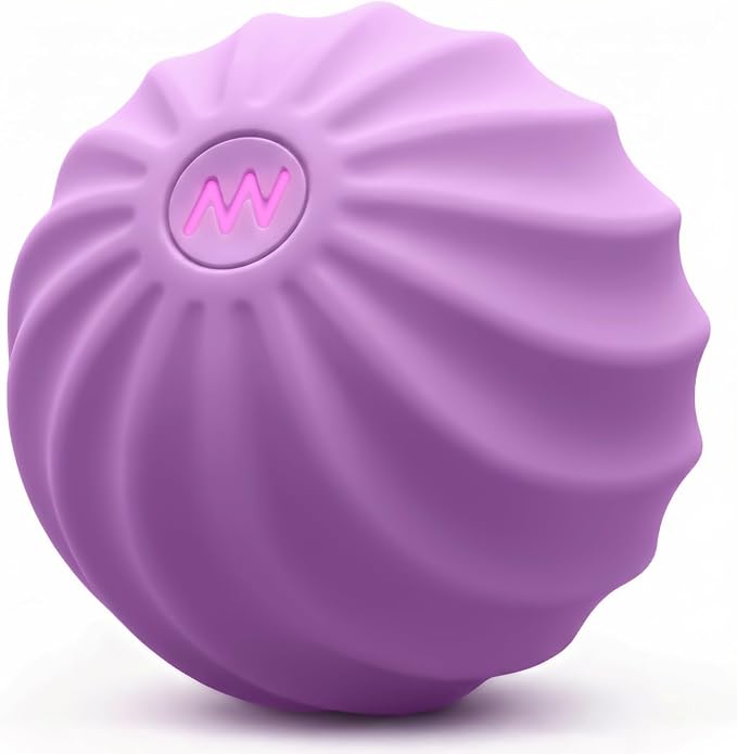 2.4" Mini Electric Vibrating Massage Ball, 10-Speed Fitness Yoga Massage Roller for Palm, Hand, Foot, Leg, Neck, Back, Multi-Directional Massage Ball (Lavender)